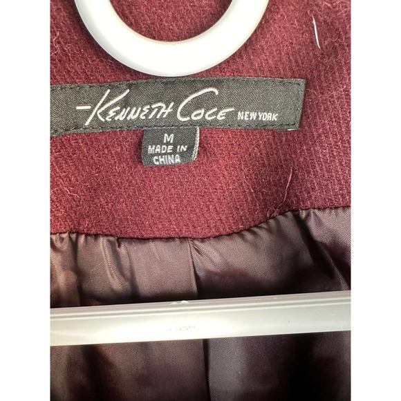 Kenneth Cole New York Women's Coat Sz M Wine Cranberry Wool Blended Snap Zipper - Picture 6 of 10